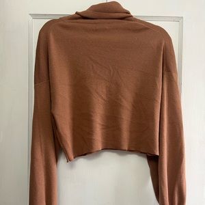 Carmel colored Wilfred cropped turtleneck.
